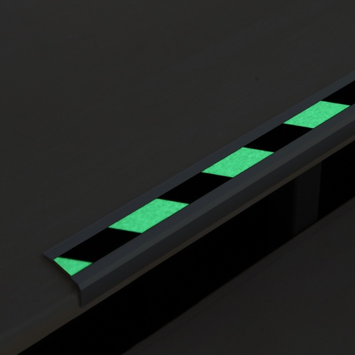 Antislip aluminium trapneus "Glow-in-the-dark/Gevaar"