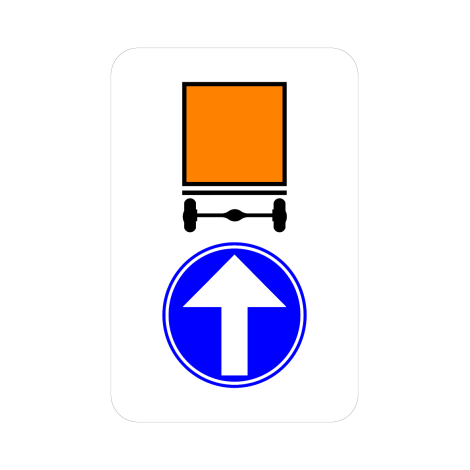 Verkeersbord D4. Verplicht rechtdoor gevaarlijke goederen