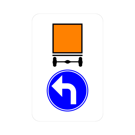 Verkeersbord D4. Verplicht links afslaan gevaarlijke goederen