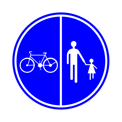 Verkeersbord D9a. Deel weg voorbehouden voor voetgangers en fietsers