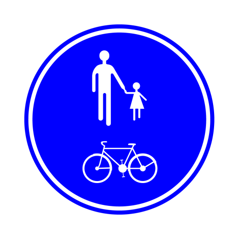 Verkeersbord D10. Deel weg voorbehouden voetgangers en fietsers