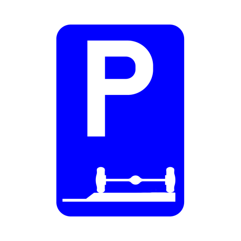 Verkeersbord E9e. Verplicht parkeren op berm of trottoir