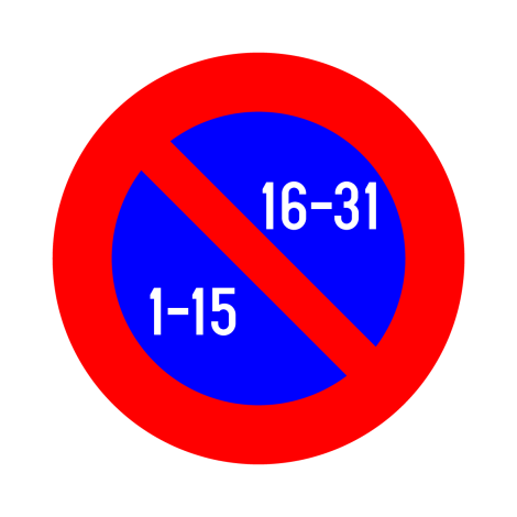 Verkeersbord E11. Beurtelings parkeren