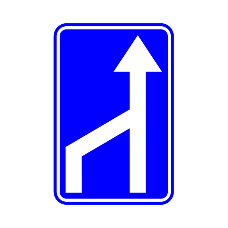Verkeersbord F97. Versmalling rijstrook