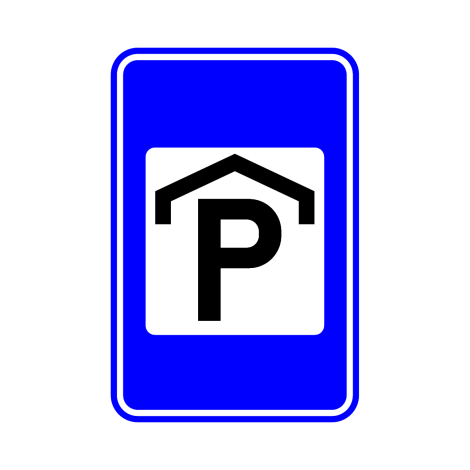 Verkeersbord F60. Overdekte parking