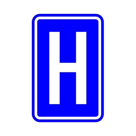 Verkeersbord F53. Ziekenhuis