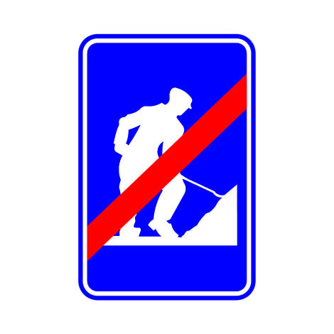 Verkeersbord F47. Einde werken