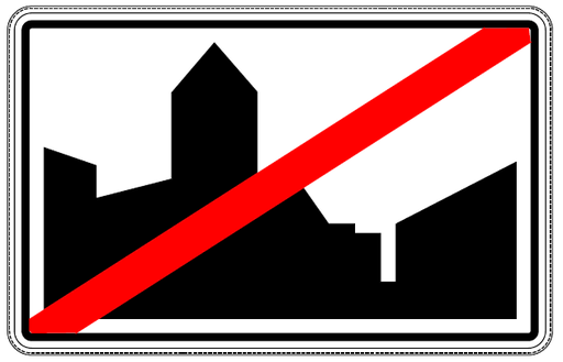 Verkeersbord F3b. Einde bebouwde kom