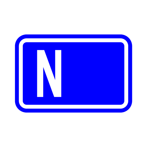 Verkeersbord F23a. Nummerbord gewone weg