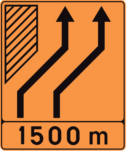 Verkeersbord F81. Voorwegwijzer uitwijking