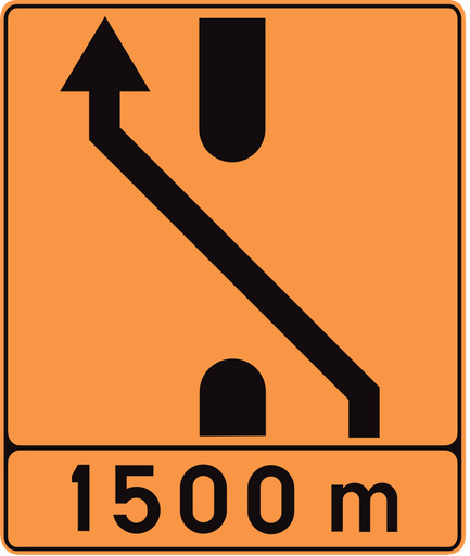 Verkeersbord F83. Voorwegwijzer doorsteek middenberm