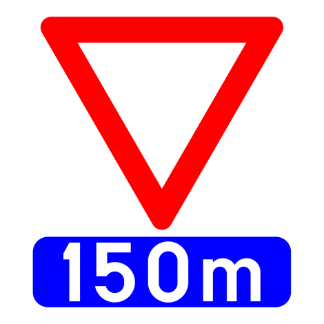 Verkeersbord B3. Voorrang verlenen incl. onderbord afstand