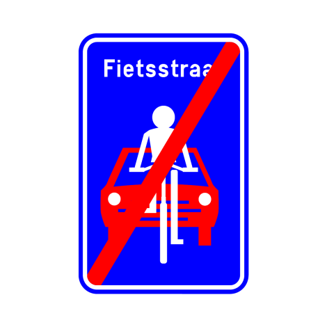Verkeersbord F113. Einde fietsstraat