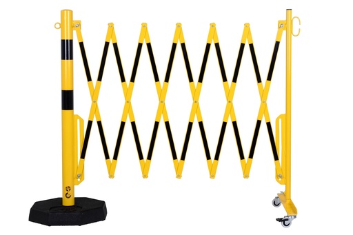Barrière extensible avec roues et socle mobile